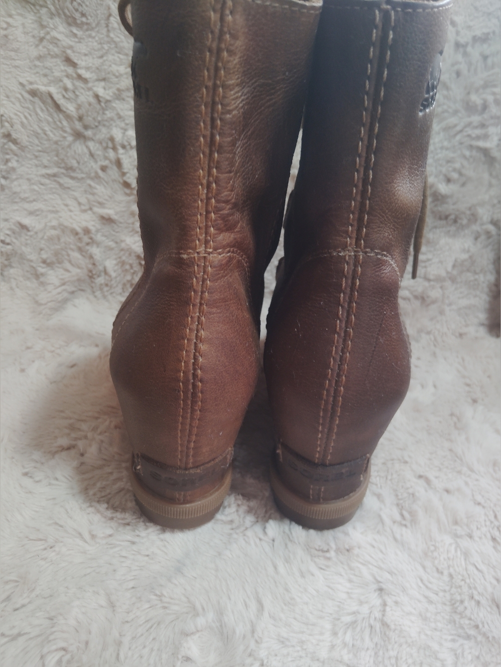 EUC!! Sorel Joan of Atric Wedge II Lace Up Leather Boots. Size 6.5 - Picture 6 of 9